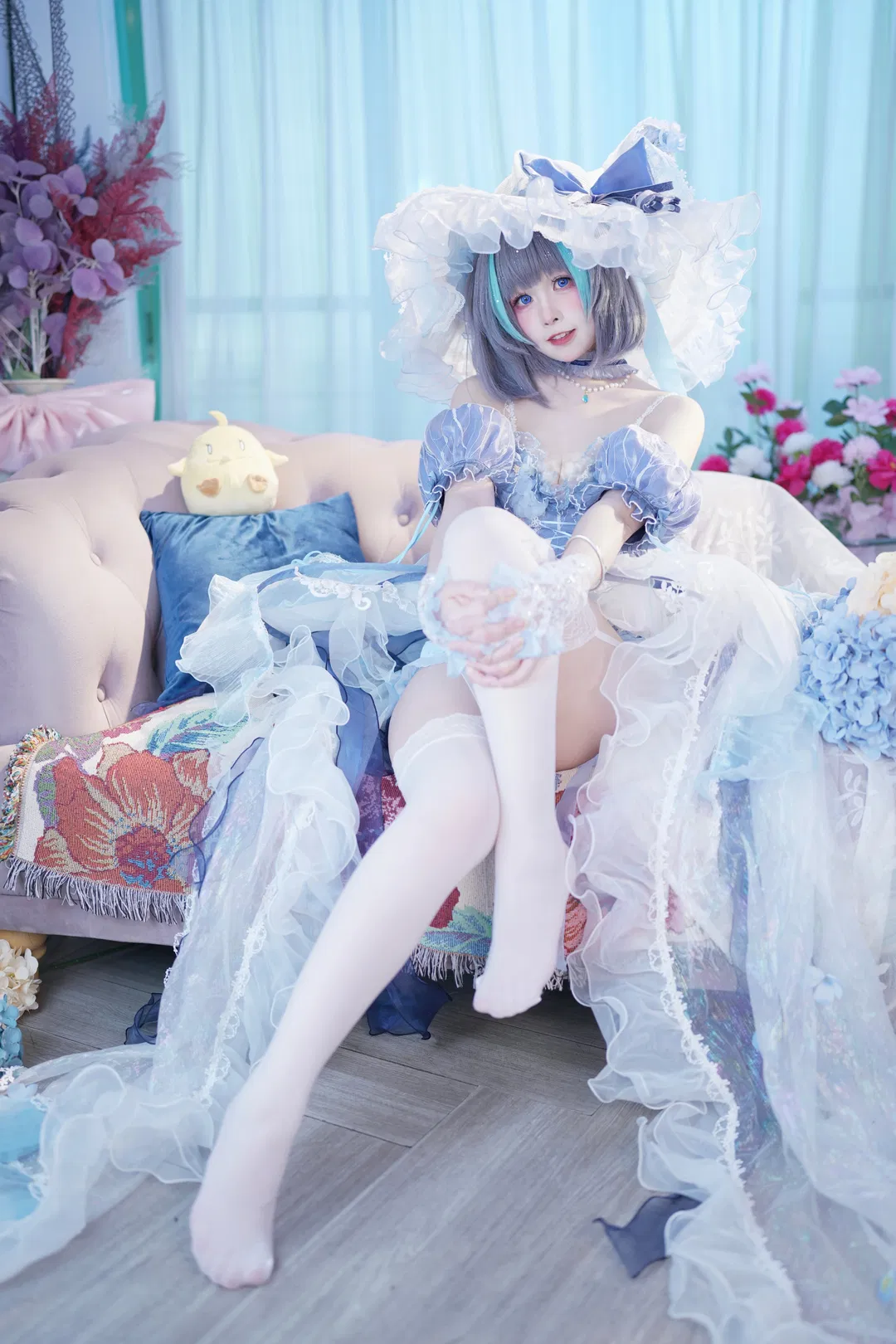 【柴郡cos】碧蓝航线柴郡的蓝白蕾丝华丽私影 - 第 2 张