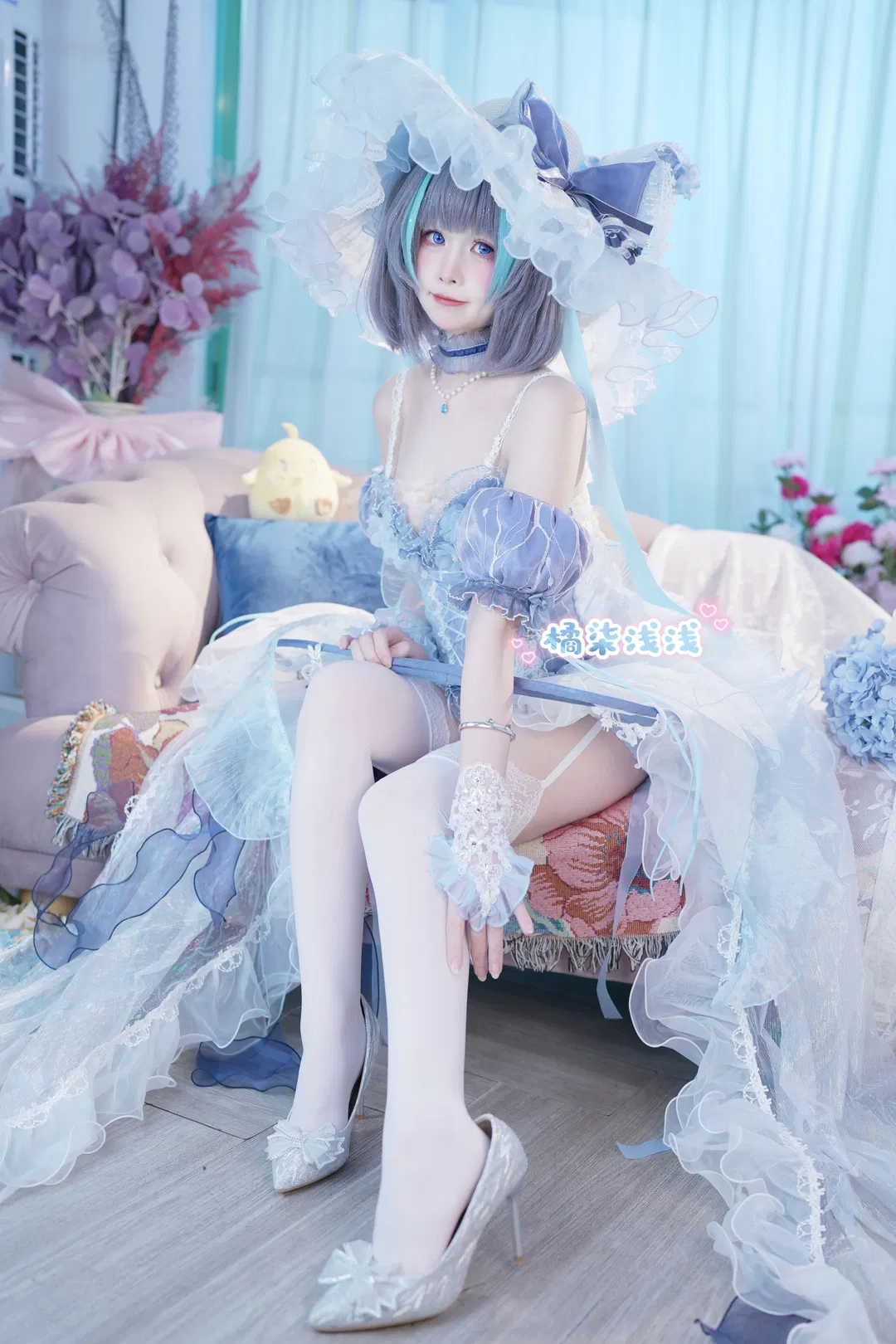 【柴郡cos】碧蓝航线柴郡的蓝白蕾丝华丽私影 - 第 3 张