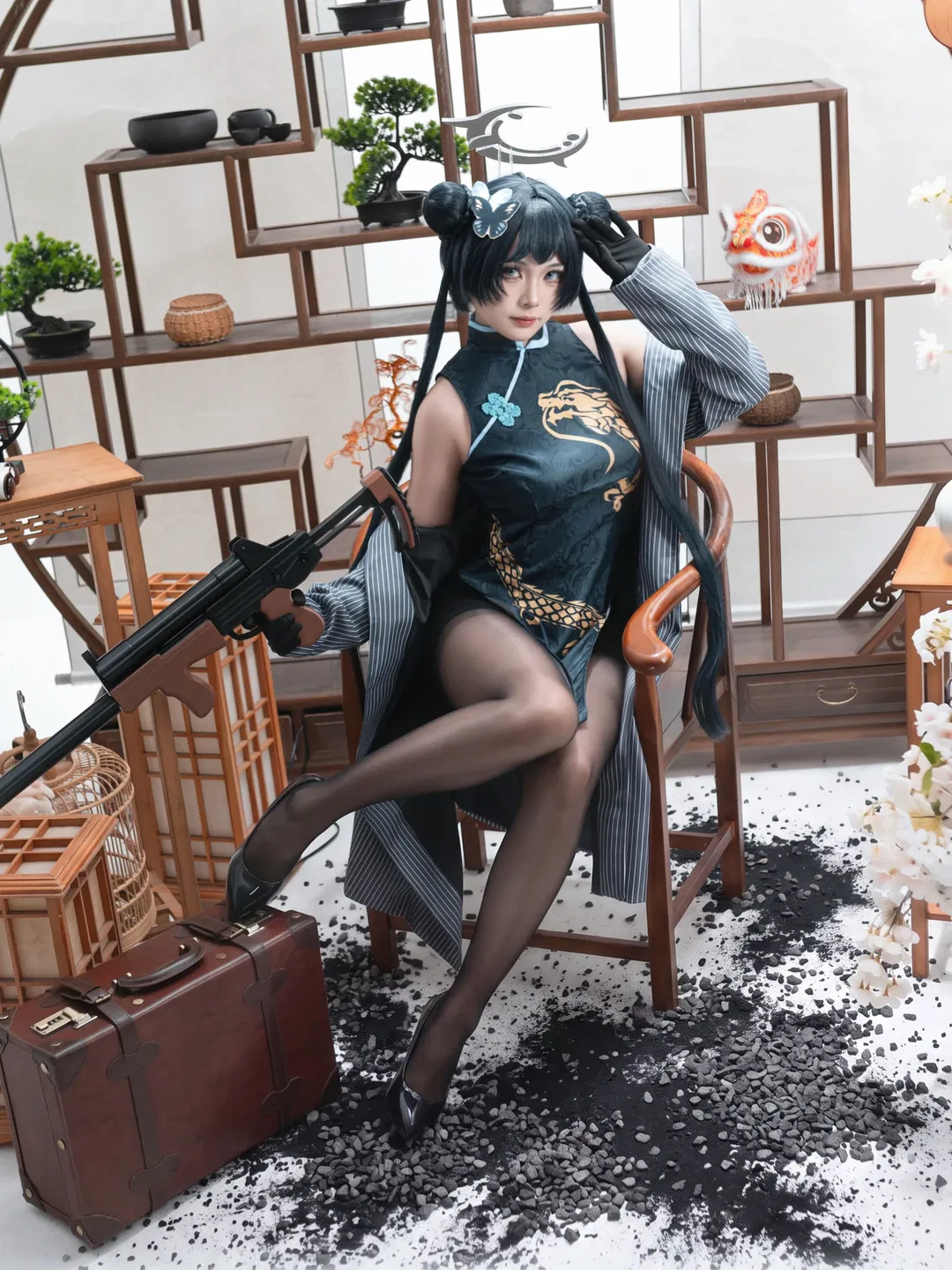 【龙华妃咲cos】蔚蓝档案门主大人的旗袍与长枪