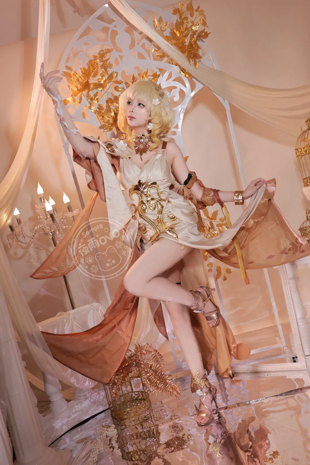 【阿格萊雅cos】崩壞星穹鐵道金白織錦，這套服裝細節真的拉滿了 - 第 1 張