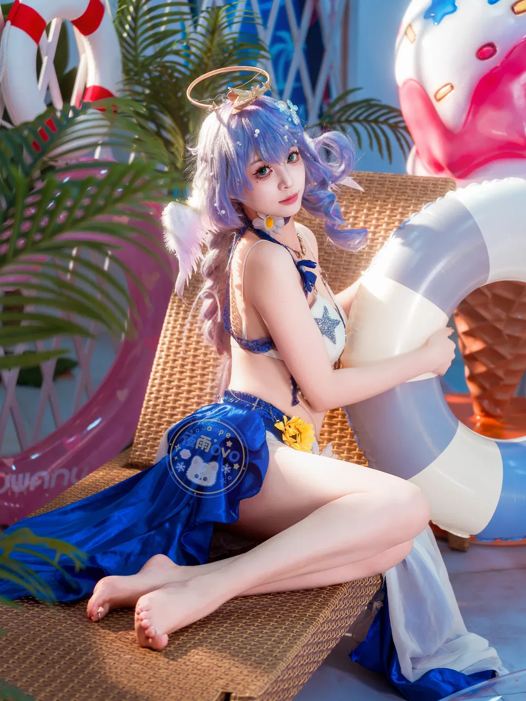 【知更鸟cos】崩坏星穹铁道夏日晴歌，蓝白泳装与热带甜品的碰撞 - 第 1 张