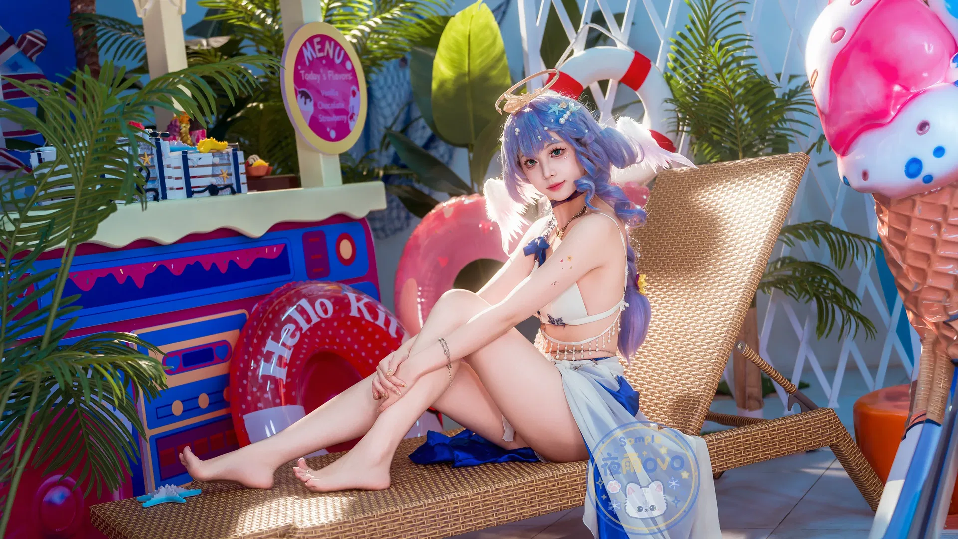 【知更鸟cos】崩坏星穹铁道夏日晴歌，蓝白泳装与热带甜品的碰撞 - 第 2 张
