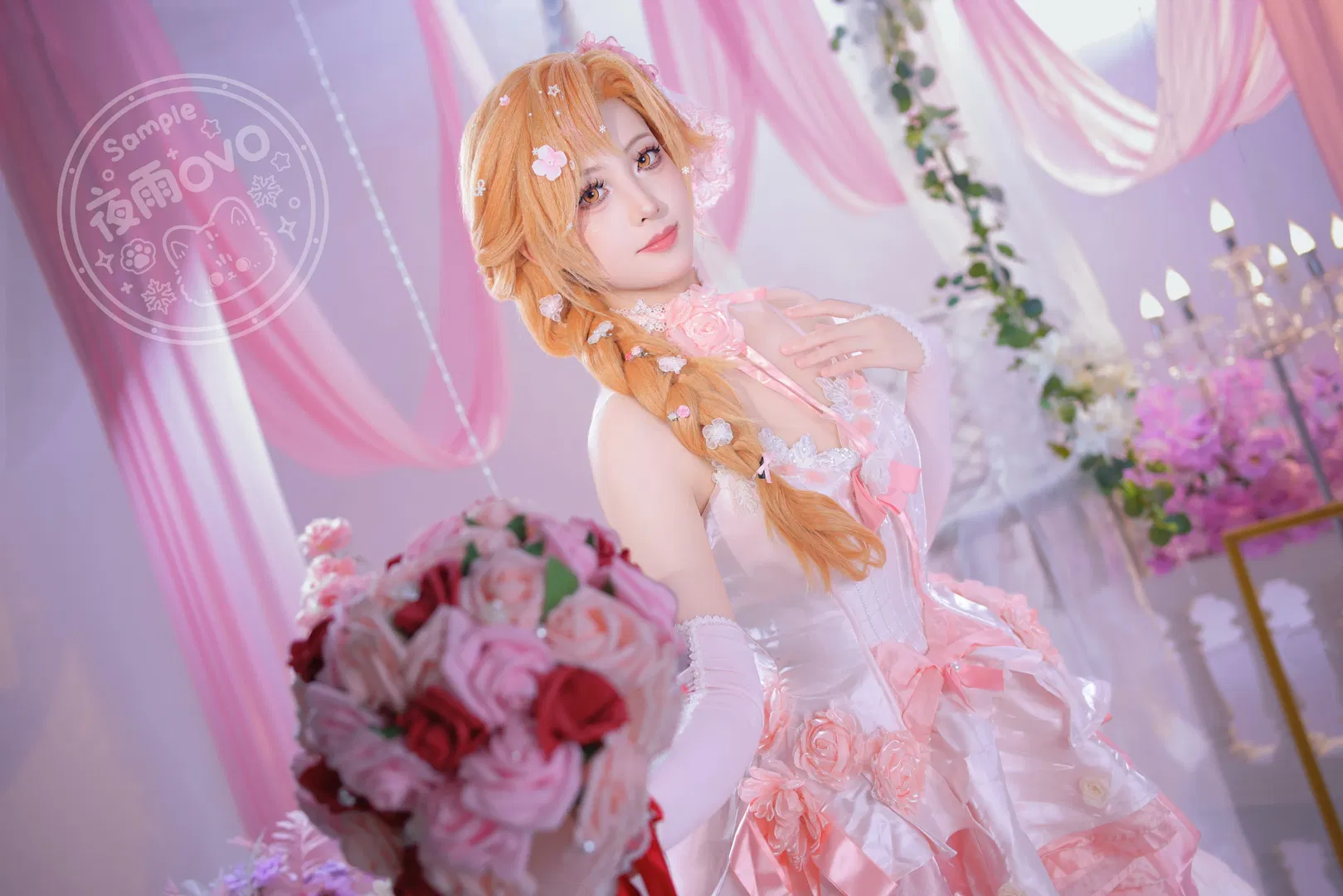 【亞絲娜cos】刀劍神域花嫁，純白與粉色交織的浪漫幻想 - 第 2 張