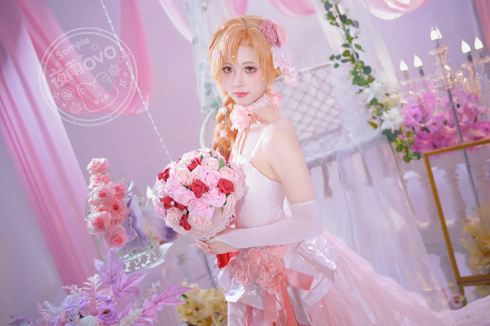 【亞絲娜cos】刀劍神域花嫁，純白與粉色交織的浪漫幻想 - 第 4 張