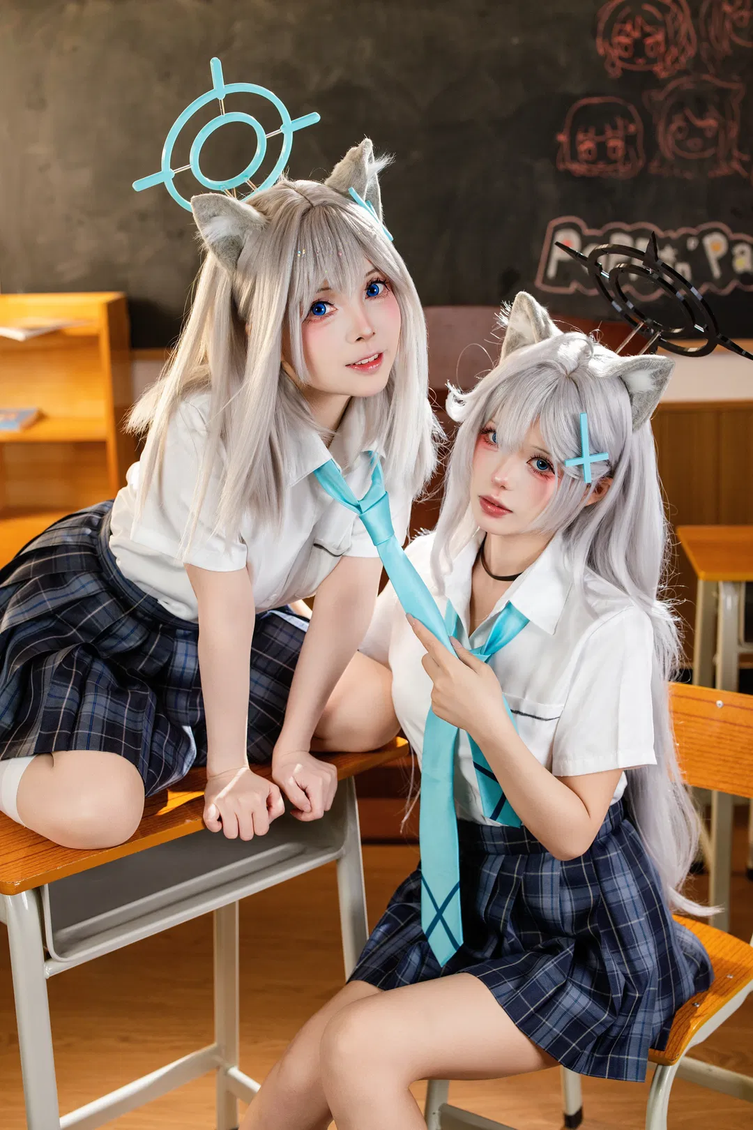【砂狼黑子cos】碧蓝档案双人制服，白子与黑子的教室日常 - 第 3 张