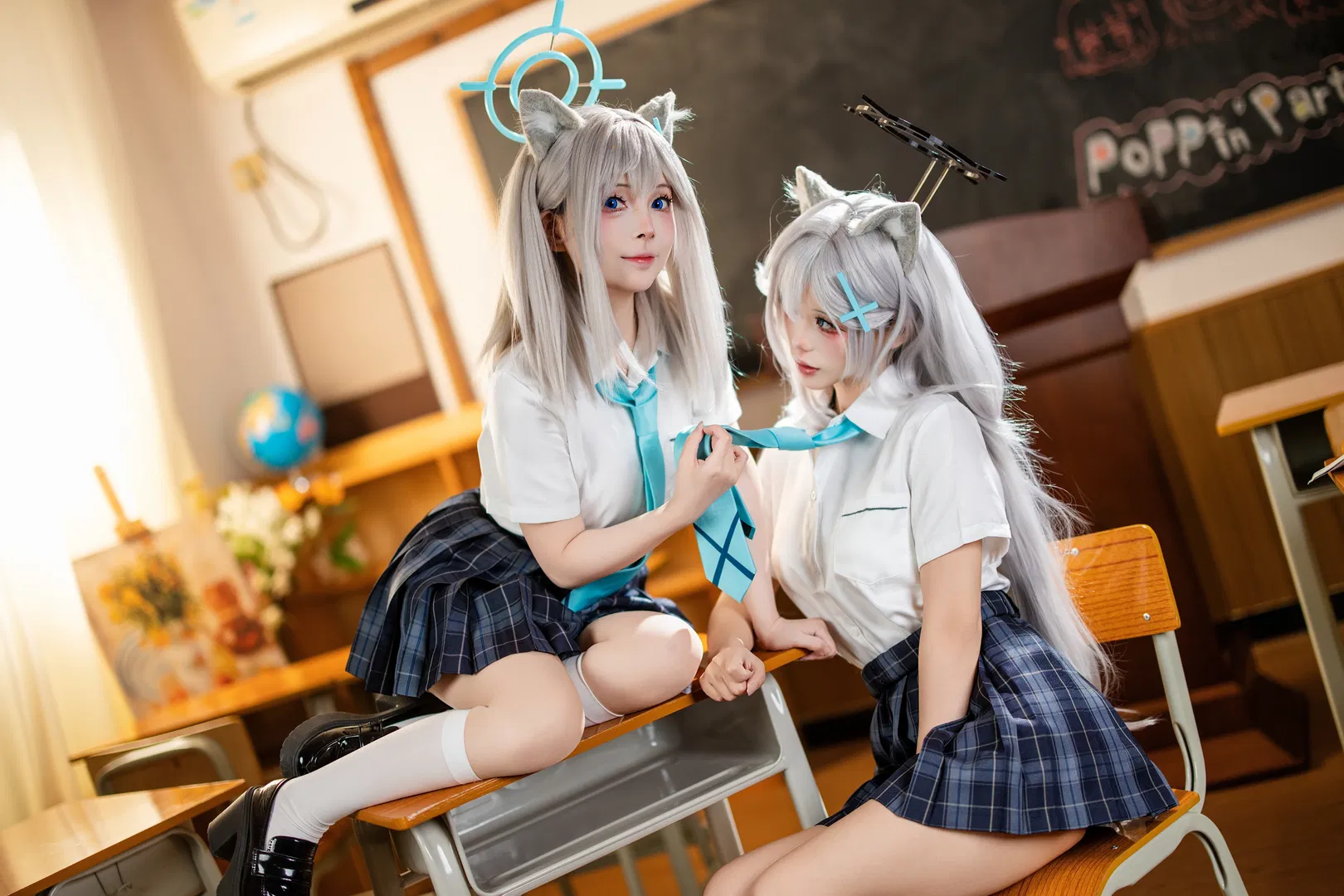 【砂狼黑子cos】碧蓝档案双人制服，白子与黑子的教室日常 - 第 5 张
