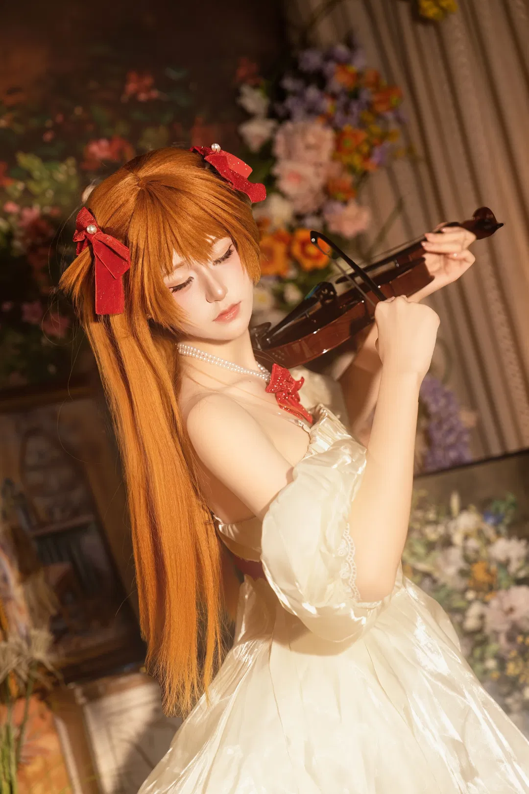 【明日香cos】EVA花之语版本 定格小提琴与秋千的静谧时刻 - 第 1 张
