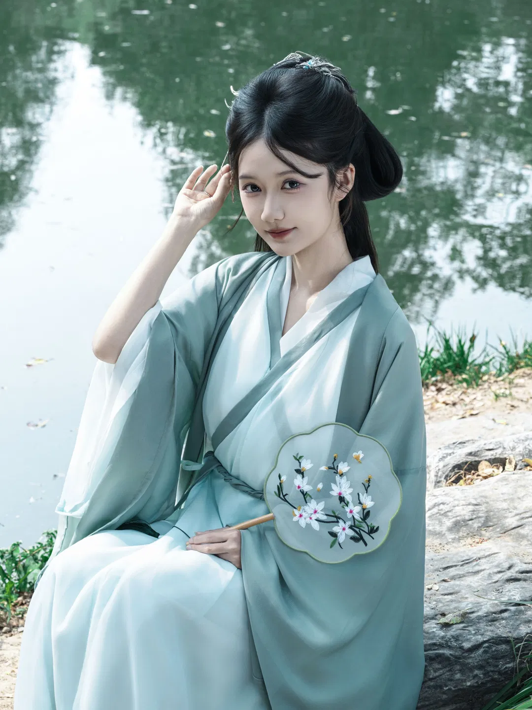 青衫执伞，定格山水间的魏晋清冷感 - 第 6 张