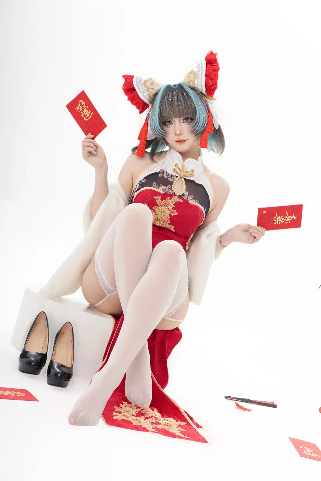 【柴郡cos】碧蓝航线新春旗袍造型，红红火火迎新年 - 第 1 张